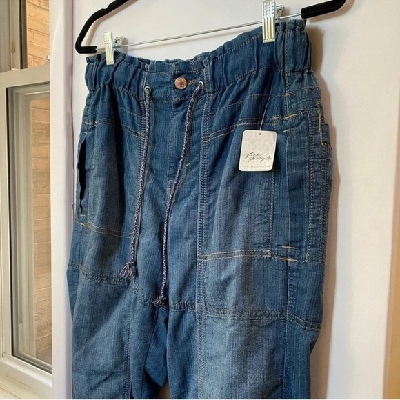 New Free People Angelo Denim Pull On Jeans Pants Drawstring Slouchy We The Free - Picture 7 of 14
